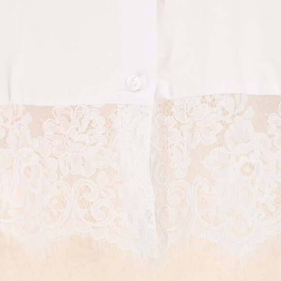 NWT L'AGENCE Levo Lace Trim Cropped Boxy Shirt in White Size S - Picture 9 of 12